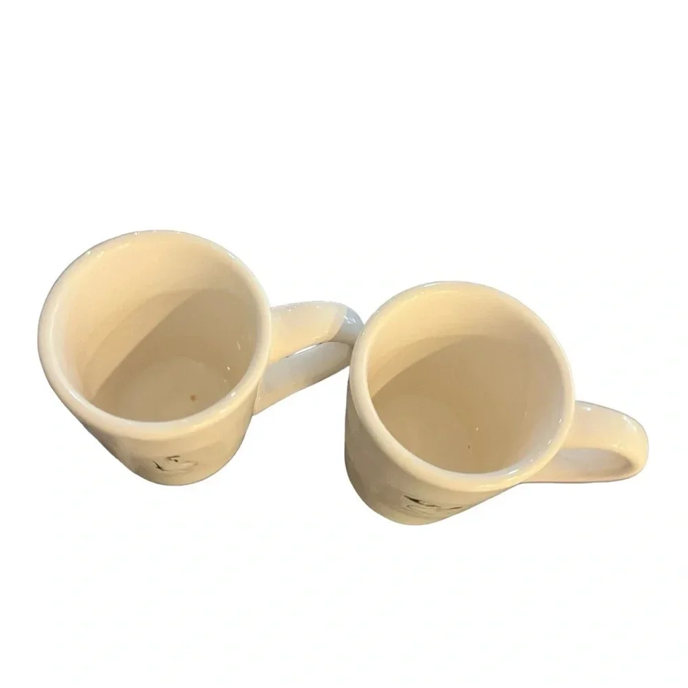 PAIR Williams Sonoma Snow Man and Woman Winter Holiday Mugs TWO